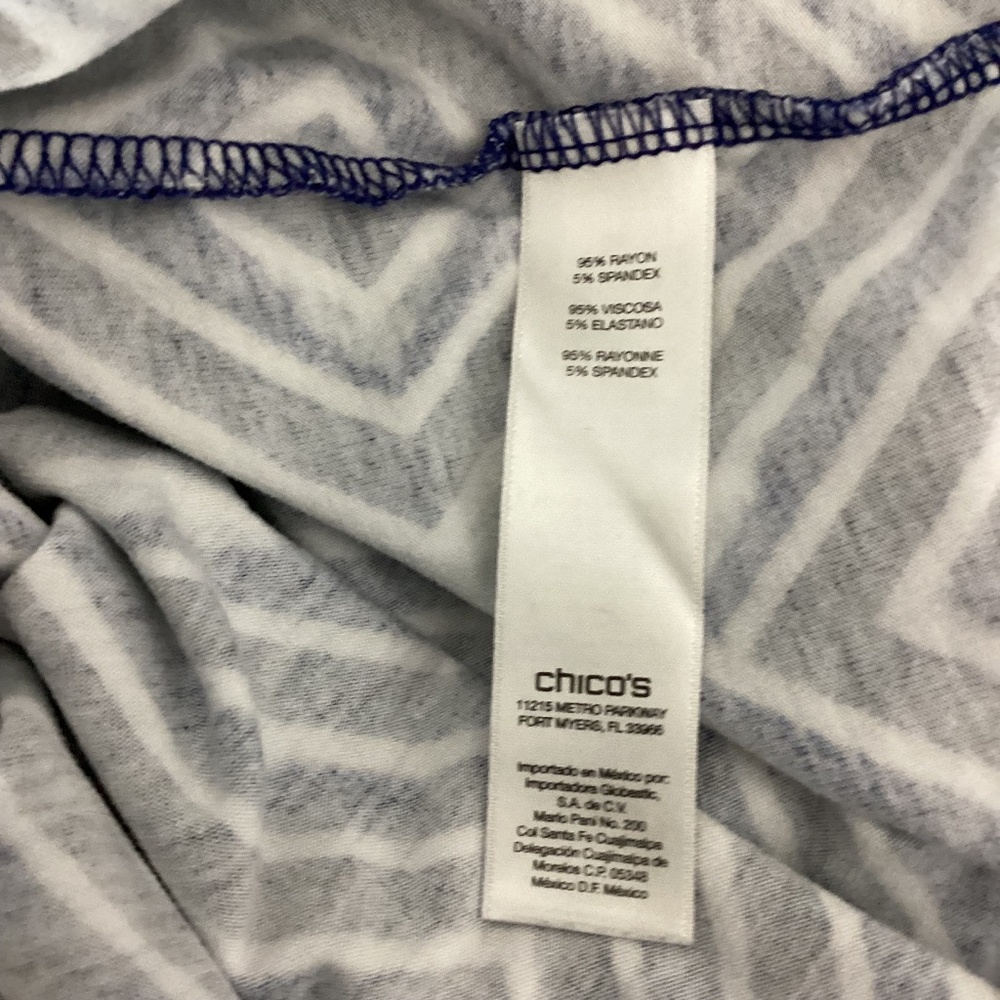 CHICO'S SIZE 3 (XL) JERSEY KNIT KIMONO TOP BLUE GEOMETRIC PRINT - Picture 8 of 10